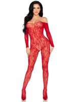 fishnet lingerie set Lace Jumpsuit Red by Leg Avenue