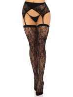 lace thigh high stockings with garter 2 Pc Rachel and Crossover Belt Black by Leg Avenue