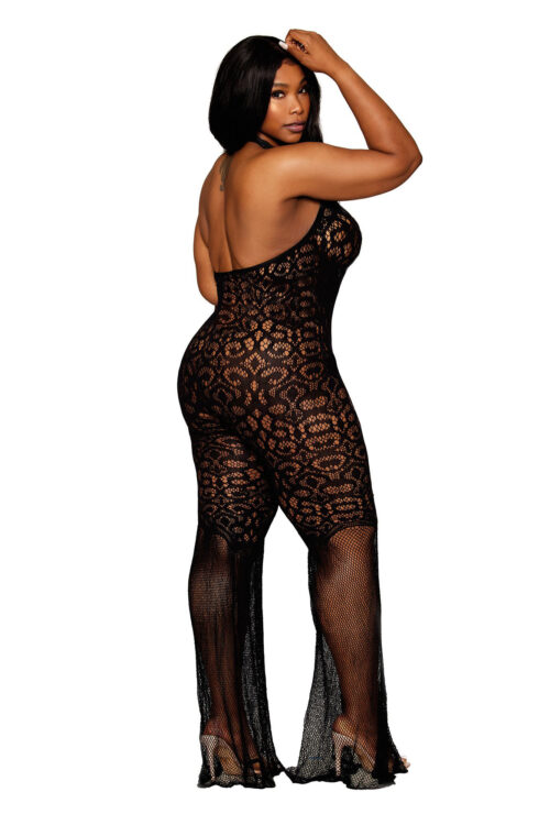 Flair Leg Bodystocking - One Size - Black By Dreamgirl