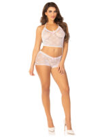 first love cami and boy short set o/s - black White by Leg Avenue