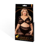 clit stimulation 2 Piece Crop Top and Skirt Set Black by Lapdance