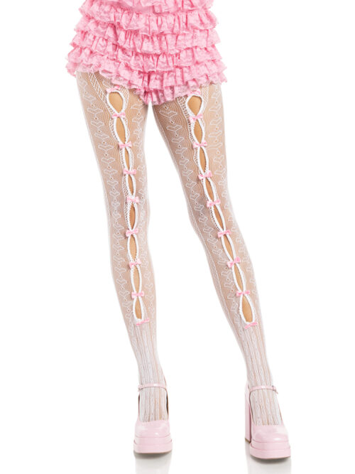 Sweetheart Striped Tights Black Pink - Os - Black/Red Multi By Leg Avenue