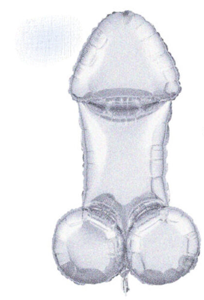 adult sex gag gifts Glitterati Disco Penis 3 Foot Mylar Balloon by Little Genie (front view)