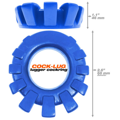 Rubber Band Cock Ring Cock-Lug Lugged Cockring Blue By Oxballs