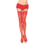 lace top sheer thigh highs with backseam Stay Up Red by Leg Avenue