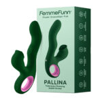 suction cup rabbit vibrator Pallina Triple-Action Green by Femme Funn