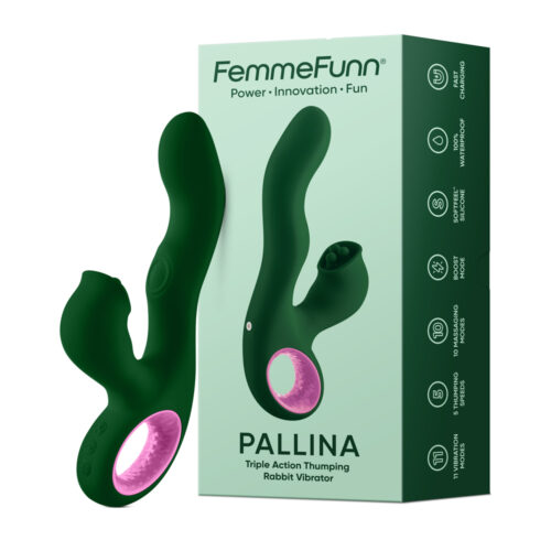 Suction Cup Rabbit Vibrator Pallina Triple-Action Green By Femme Funn