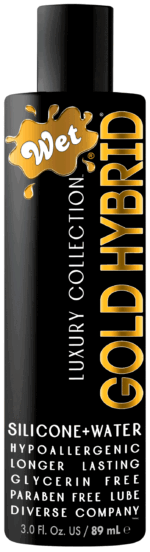 wet gold hybrid lubricant Water Silicone Blend by Wet (front view)