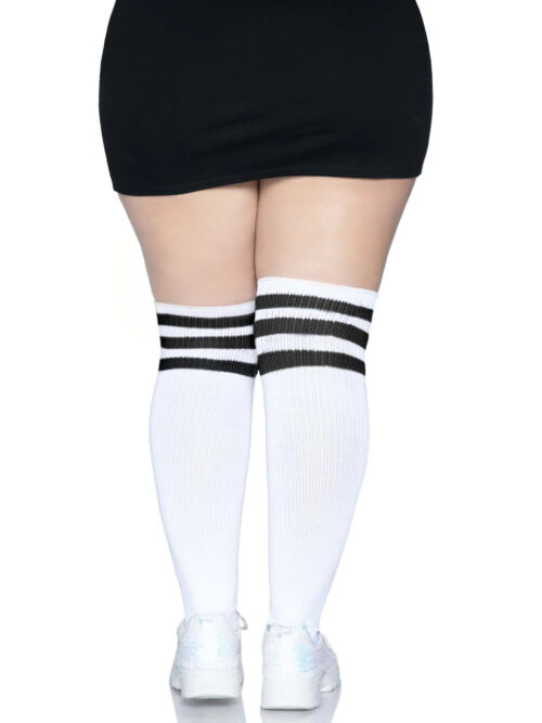 Novelty Knee High Socks Over The Athletic -1X/2X - Black/White White By Leg Avenue