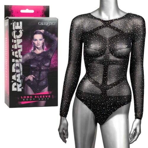 Long Sleeve Teddy And Thigh Highs - One Size - Purple Radiance Body Suit Black By Calexotics