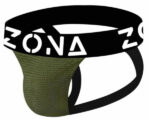 mens undies with cock ring Army Edge Jockstrap Green by Zona Mens Underwear