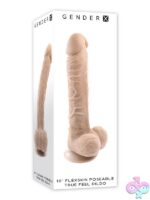 Poseable dual-density beige realistic dildo with suction cup base by Gender X