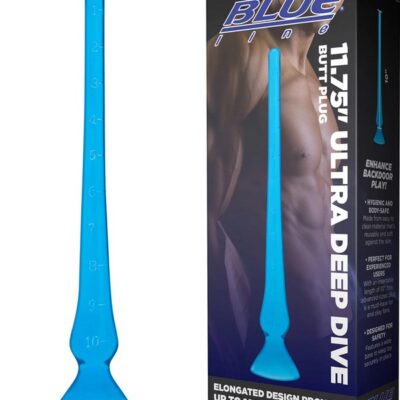 Ultra Deep Dive large silicone butt plug in blue with flared base by Blue Line Men