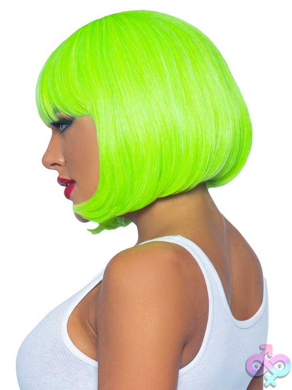 Discreet-Toys-12-Inch-Short-Bob-Wig-Neon-Green-La-A2907Ngrn 12 Inch Short Bob Wig - Image 1