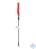 14-inch medium red rubber whip by Sportsheets shown against neutral background