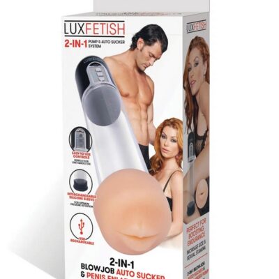 2-in-1 auto sucker and enlarger pump beige silicone and ABS plastic by Lux Fetish