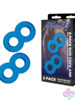 2-pack duo cock and ball stamina enhancement rings in blue by Blue Line Men
