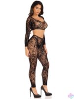 2 Pc Lace Crop Top and Footless Tights - Image 5