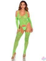 2 Pc Lace Halter Footless Cami Garter With Attached Toe Loop Stockings O/s