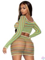 2 Pc Zig Zag Net Crop Top and Mini Dress - Image 2