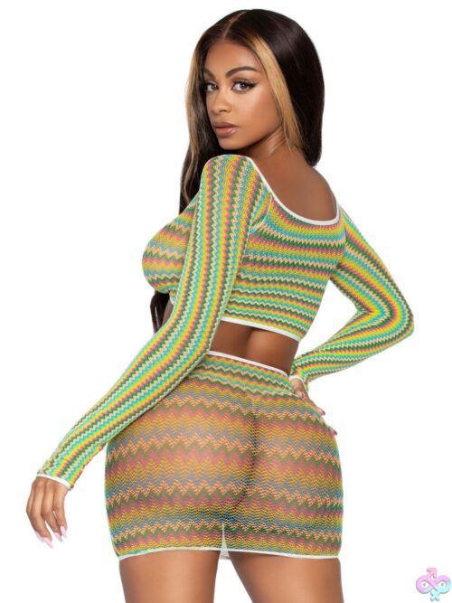 2 Pc Zig Zag Net Crop Top And Mini Dress - Image 2