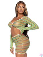 2 Pc Zig Zag Net Crop Top and Mini Dress