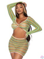 2 Pc Zig Zag Net Crop Top and Mini Dress - Image 3
