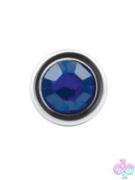 2" Stainless Steel Wavy Penis Plug with Blue Gem - Image 2