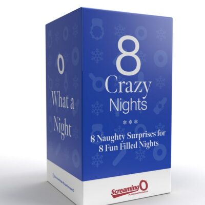 Eight Crazy Nights couples gift set in blue with vibrating rings and finger vibe by Screaming O