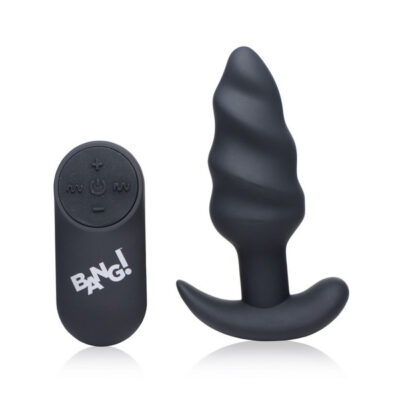 Silicone Swirl Plug With Remote 21X Black By Xr Brands – Vibrating Waterproof Rechargeable Anal Plug