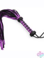 22-inch suede leather flogger in purple with pro handle and wrist loop by S&G Pleasure
