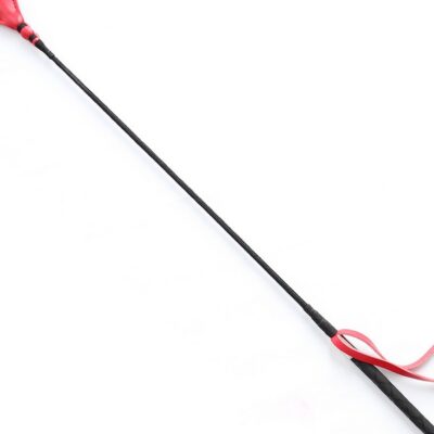 Red leather heart crop with ornate PVC pro handle and wrist loop by S&G Pleasure