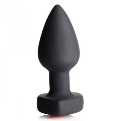 Vibrating Red Heart Anal Plug with Remote by XR Brands — silicone, 28 modes, waterproof