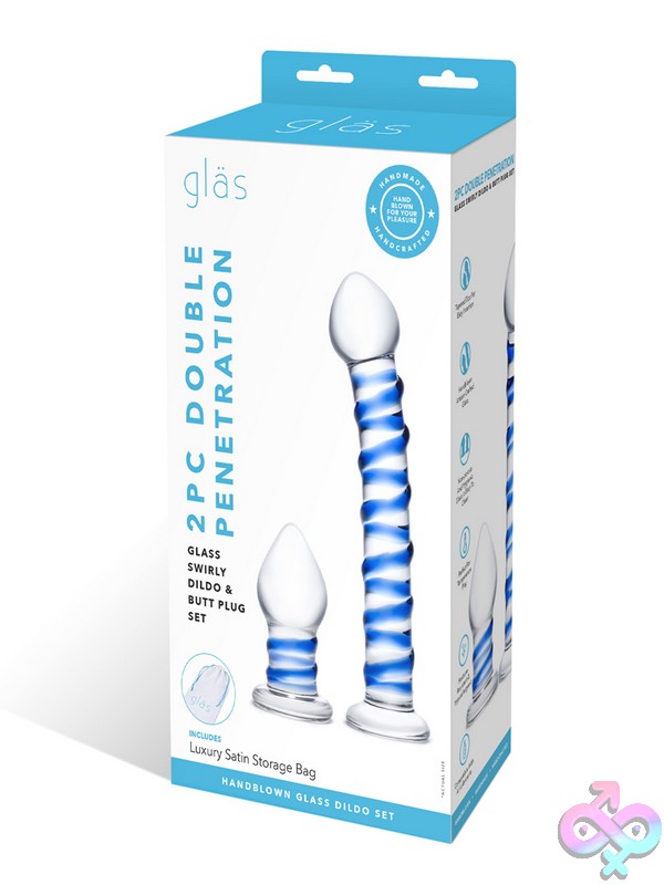 Discreet-Toys-2Pc-Double-Penetration-Glass-Swirly-Dildo-Buttplug-Set-Nu-Glas-Set-04 Clear Glass Swirly G-Spot Dildo And Butt Plug Set By Glas