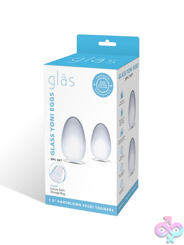 Discreet-Toys-2Pc-Glass-Yoni-Eggs-Set-Clear-Nu-Glas-159 Two Clear Teardrop-Shaped Glass Yoni Eggs Kegel Exerciser Set By Glas