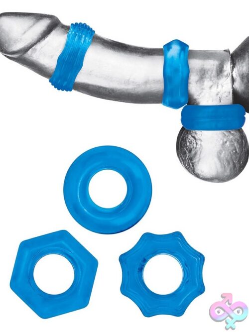3-Pack Stretch Cock Ring Set – Blue - Image 2