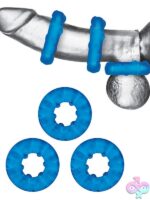 3-Pack Ribbed Rider Cock Ring Set – Blue - Image 2