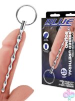 4.25 inch ribbed urethral sound in silver stainless steel by Blue Line Men