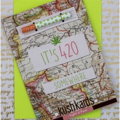 420 Somewhere cannabis-themed greeting card with matchbook and envelope by Kushkards