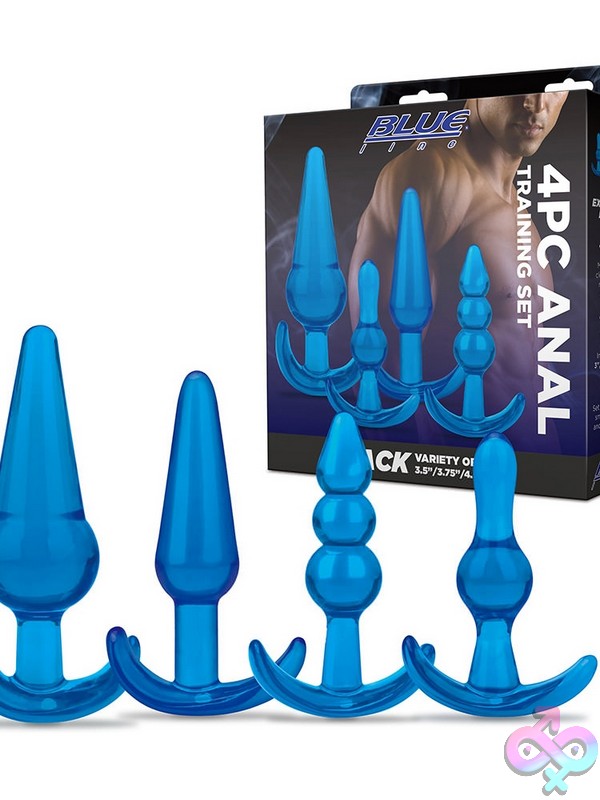 Discreet-Toys-4Pc-Anal-Training-Set-Nu-Blm4032-Blu Four-Piece Graduated Anal Training Set In Blue Silicone By Blue Line Men