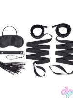 4-Piece Bondage Bed Strap & Flogger Kit in Black by Lux Fetish - Image 2