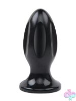 5" Grooved Butt Plug in Black - Image 2