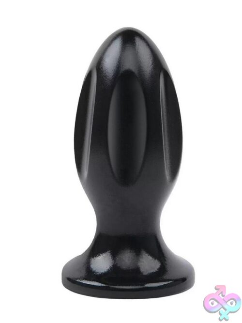 5&Quot; Grooved Butt Plug In Black - Image 2