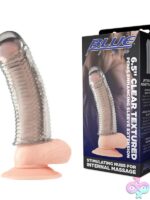 6.5 inch clear textured penis enhancing sleeve extension in flexible silicone by Blue Line Men