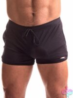 665 Rally Shorts black high-cut mesh athletic shorts with drawstring waist
