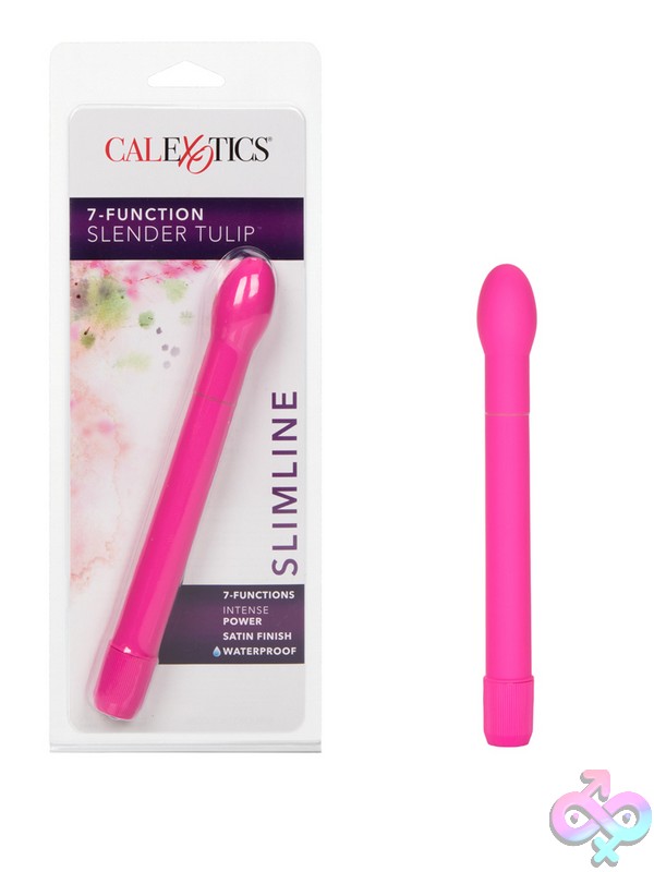 Discreet-Toys-7-Function-Slender-Tulip-Pink-Nu-Se-0563-20-2 Slender Tulip-Tipped Pink Wand Vibrator With Velvet-Cote Finish By California Exotic Novelties
