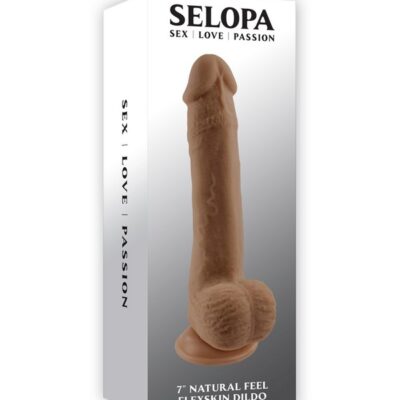 Realistic dark brown bendable dual-density dildo with suction cup base by Selopa