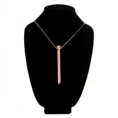 7x Vibrating Necklace Rose Gold by XR Brands — discreet wearable bullet vibrator on 35.5-inch chain