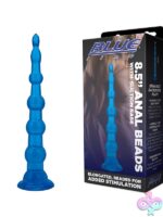 8.5 inch blue silicone anal beads with suction cup base by Blue Line Men
