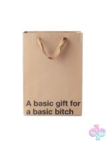 Snarky beige Kraft paper gift bag 3-pack with brown ribbon handle by Wood Rocket